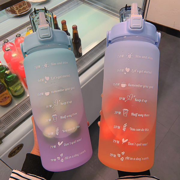 1L water bottle sports water bottle with time marker stickers portable