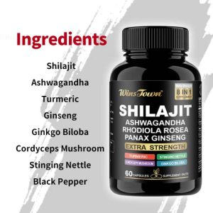 WinsTown Shilajit Extra Strength:  Ashwagandha, Rhodiola Rosea, and Panax Ginseng